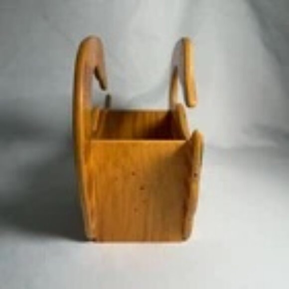 1987 Vintage Wooden Hand-painted Goose Basket - Picture 4 of 7